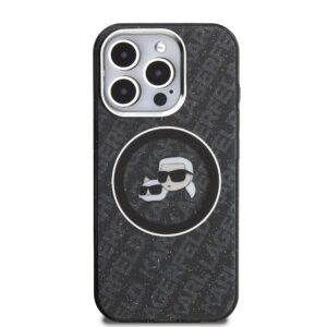 Karl Lagerfeld IML K&CH Heads Repeated Logo MagSafe dėklas Apple iPhone 15 Pro Max juodos spalvos - Image 2