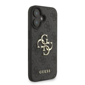 Guess PU 4G Metal Logo Strap dėklas skirtas Apple iPhone 16 juodos spalvos - Image 2