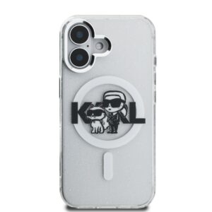 Karl Lagerfeld IML Glitter Karl and Choupette Sketch MagSafe dėklas Apple iPhone 16 skaidrus - Image 2