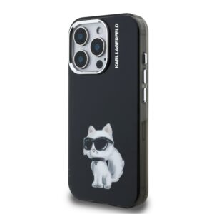 Karl Lagerfeld IML Aquarelle Choupette dėklas Apple iPhone 15 Pro Max juodos spalvos