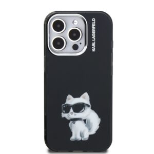 Karl Lagerfeld IML Aquarelle Choupette dėklas Apple iPhone 15 Pro Max juodos spalvos - Image 2