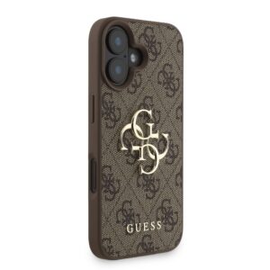 Guess PU 4G Metal Logo Strap dėklas skirtas Apple iPhone 16 rudos spalvos - Image 2