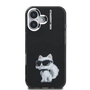 Karl Lagerfeld IML Aquarelle Choupette dėklas Apple iPhone 16 juodos spalvos - Image 2