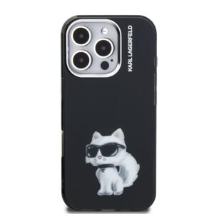 Karl Lagerfeld IML Aquarelle Choupette dėklas Apple iPhone 16 Pro juodos spalvos - Image 2