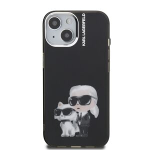 Karl Lagerfeld IML Aquarelle Karl and Choupette dėklas Apple iPhone 15 juodos spalvos - Image 2