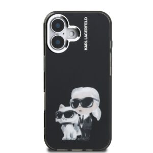Karl Lagerfeld IML Aquarelle Karl and Choupette dėklas Apple iPhone 16 juodos spalvos - Image 2