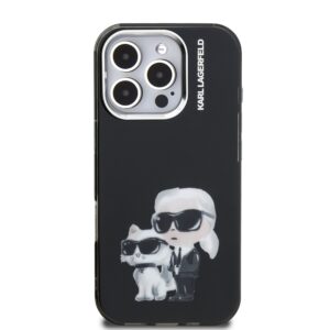 Karl Lagerfeld IML Aquarelle Karl and Choupette dėklas Apple iPhone 16 Pro Max juodos spalvos - Image 2