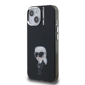 Karl Lagerfeld IML Aquarelle Karl dėklas Apple iPhone 15 juodos spalvos