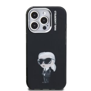 Karl Lagerfeld IML Aquarelle Karl dėklas Apple iPhone 15 Pro juodos spalvos - Image 2