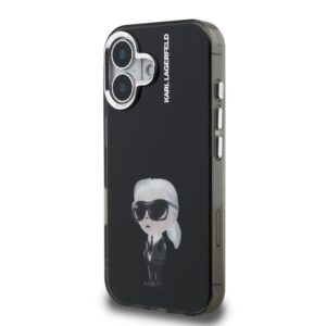 Karl Lagerfeld IML Aquarelle Karl dėklas Apple iPhone 16 juodos spalvos