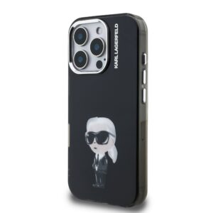 Karl Lagerfeld IML Aquarelle Karl dėklas Apple iPhone 16 Pro Max juodos spalvos