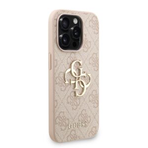 Guess PU 4G Metal Logo Strap dėklas skirtas Apple iPhone 15 Pro rožinės spalvos - Image 2