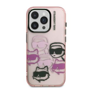 Karl Lagerfeld IML Multi K&CH Heads dėklas Apple iPhone 15 Pro Max rožinės spalvos - Image 2