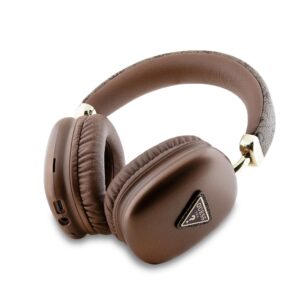 Guess PU Leather 4G Triangle Logo belaidės ausinės rudos spalvos