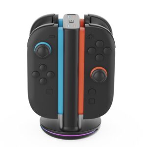 iPega SW2051 Charger Dock with RGB for JoyCon Controllers Nintendo Switch 2 juodos spalvos
