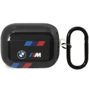 BMW Tricolor Stripes BMAP222SOTK dėklas skirtas AirPods Pro 2 juodos spalvos - Image 1