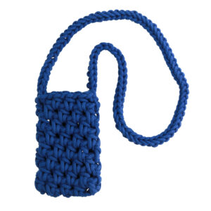 Knitted krepšys skirtas telefonui design 1 mėlynos spalvos