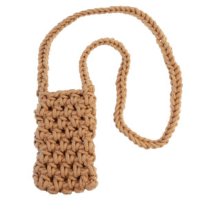 Knitted krepšys skirtas telefonui design 1 gelsvas