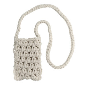 Knitted krepšys skirtas telefonui design 1 baltos spalvos - Image 1