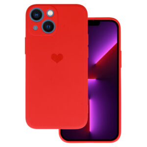 Vennus Silicone Heart Dėklas skirtas Apple iPhone 13 Mini raštas 1 raudonos spalvos - Image 1