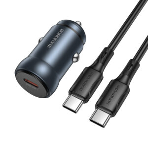 Borofone automobilinis įkroviklis BZ32 Fresh - Typ C - PD 30W z kablem Typ C į Typ C pilkos spalvos - Image 1