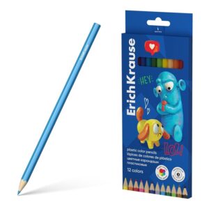 Spalvoti pieštukai Erichkrause Jolly Friends hexagonal, 12 vnt