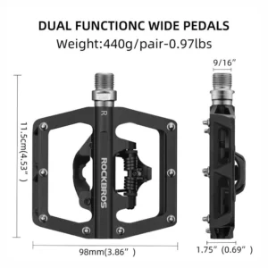 Rockbros PD15-BK Aluminum Alloy Bicycle Pedal Set - juodos spalvos - Image 5