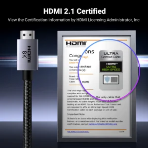 Ugreen HD171 25911 kabelis su HDMI 2.1 8K connectors certified 3 m - pilkos spalvos - Image 5