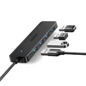 HUB Ugreen CM219 25851 su 4 USB-A 3.0 ports and USB-A 3.0 kabelis 15cm - juodos spalvos - Image 2