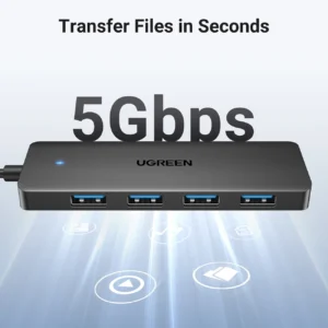 HUB Ugreen CM219 25851 su 4 USB-A 3.0 ports and USB-A 3.0 kabelis 15cm - juodos spalvos - Image 4