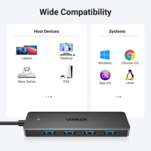 HUB Ugreen CM219 25851 su 4 USB-A 3.0 ports and USB-A 3.0 kabelis 15cm - juodos spalvos - Image 5
