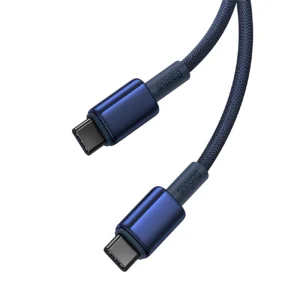 Baseus Tungsten Gold USB-C / USB-C 100W 2m kabelis - mėlynos spalvos - Image 3