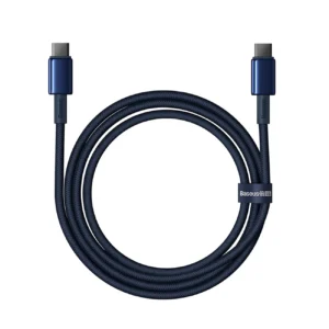 Baseus Tungsten Gold USB-C / USB-C 100W 2m kabelis - mėlynos spalvos - Image 5