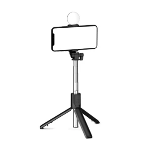 Asmenukių lazda WH1YXS telescopic tripod 1m with round lamp and phone holder - juodos spalvos - Image 4