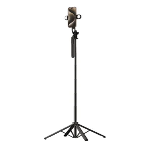 Asmenukių lazda WH181D-Y1S 1.75m aluminum alloy telescopic tripod with dual lamp and phone holder - juodos spalvos
