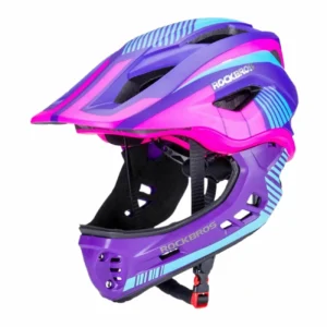 Rockbros TT-32SBPP-M vaikiškas dviratininko šalmas, dydis M - violetinės ir rožinės spalvos - Image 1
