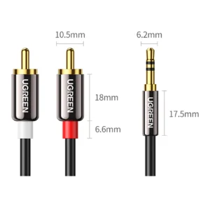 Ugreen AV116 10749 audio mini jack kabelis 3.5 mm (male) / 2RCA (male) 1m - juodos spalvos - Image 4