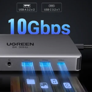 HUB Ugreen CM681 15978 13in1 USB-C - 2x USB-A 3.2 / 2x USB-A 3.0 / USB-C 3.2 / 2x HDMI / DisplayPort / RJ45 / SD and TF / AUX / USB-C PD - Image 5