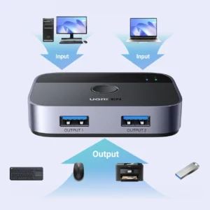 Ugreen CM757 2in1 adapter 2x USB-A 3.0 (input) / 2x USB-A (output) - pilkos spalvos - Image 2
