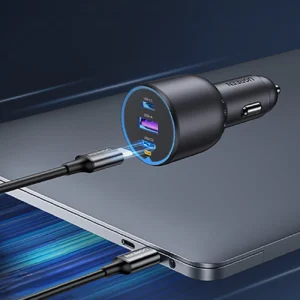 Ugreen EC705 automobilinis įkroviklis 130W 2x USB-C 1x USB-A - pilkos spalvos - Image 4