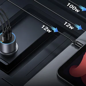Ugreen EC705 automobilinis įkroviklis 130W 2x USB-C 1x USB-A - pilkos spalvos - Image 5