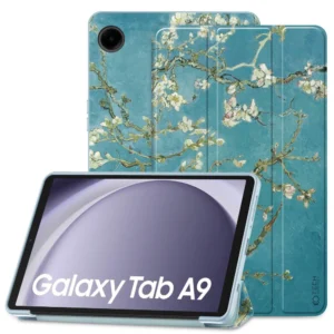 Tech-Protect Smartdėklas skirtas Samsung Galaxy Tab A9 8.7" X110 / X115 - mėlynos spalvos su sakura flowers - Image 1