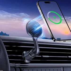 Wozinsky WCT5-6S4Y automobilinis telefono laikiklis su Qi/MagSafe 15W Inductive Charger for Air Vent - juodos spalvos - Image 4