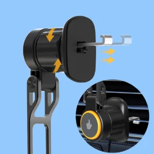 Wozinsky WCT5-6S2Y automobilinis telefono laikiklis su Qi/MagSafe 15W Inductive Charger for Air Vent - juodos spalvos - Image 5