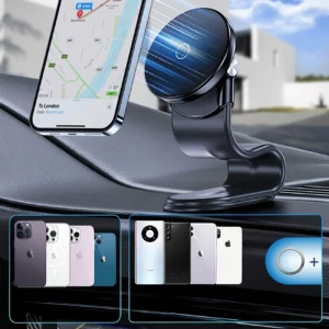 Wozinsky WCZ2Y2S Magnetic automobilinis telefono laikiklis su 15W MagSafe Inductive Charger for Car Cockpit - juodos spalvos - Image 4
