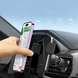 Wozinsky WEDZ-3Y8S clamp automobilinis telefono laikiklis su 15W inductive charger for phone on the air vent - juodos spalvos - Image 7
