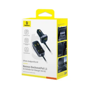 Baseus BackseatPal L1 110W automobilinis įkroviklis 3 x USB-A + 3 x USB-C su 1.5m Extension Kabelis - juodos spalvos - Image 5