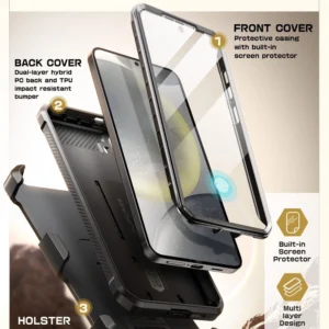 Supcase Unicorn Beetle Pro 2-set dėklas skirtas Samsung Galaxy S25+ - juodos spalvos - Image 4