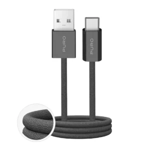 Puro Fabrik 2.0 10W USB-A - USB-C Braided Kabelis 1.5m - pilkos palvos