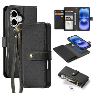Dux Ducis Lawa Leather dėklas skirtas Apple iPhone 16 - juodos spalvos